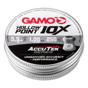 Gamo Hollow Point 10X AccuTek Pellets .22 5.5mm Air Rifle Pellets Tin 250
