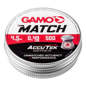 Gamo Match AccuTek Pellets .177 4.5mm Air Rifle Target Pellets Tin 500