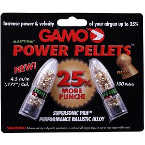 Gamo Power Raptor Lead Free Airgun Rifle Pellets .177 100 Pack Gold Plated PBA