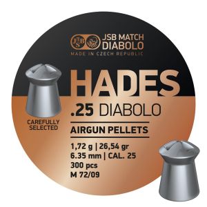 JSB Hades .25 6.35mm 26.54gr Airgun Pellets 300 Tin Air Rifle Hunting
