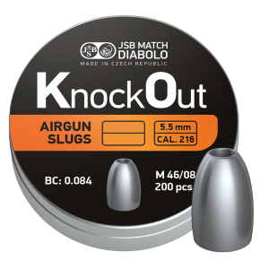 JSB Knock Out Light HP Airgun Slugs .22 5.5mm .216 20.83gr 200 Air Rifle Hunting