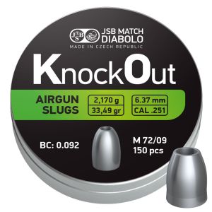 JSB Knock Out HP Airgun Slugs .25 .251 33.49gr 150 Tin Air Rifle Hunting