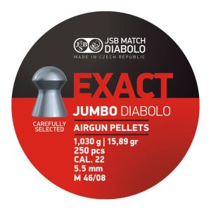 JSB Exact Jumbo Diabolo .22 5.53mm 15.89gr Airgun Pellets 250 Tin
