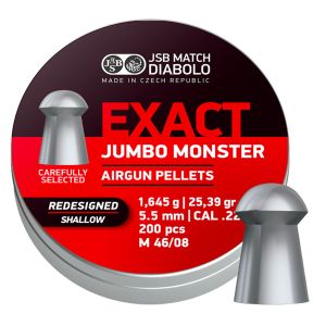 JSB Jumbo Exact Monster Shallow Redesigned .22 5.52mm 25.39gr Airgun Pellets 200 Tin