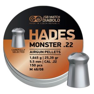 JSB Hades Monster .22 5.52mm 25.39gr Airgun Pellets 150 Tin Hunting