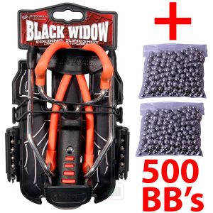 Barnett BLACK WIDOW Powerful Hunting Slingshot Catapult + 500 x 6.35mm BB Ammo