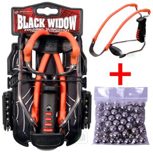 Barnett BLACK WIDOW Powerful Hunting Slingshot Catapult + 200 .38" 9.5mm BB Ammo
